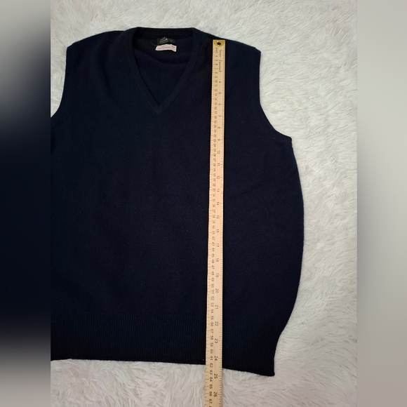 Brooks Brothers 100% Cashmere Sweater Vest V Neck Sleeveless Mens 44 L Navy Blue - Picture 5 of 8